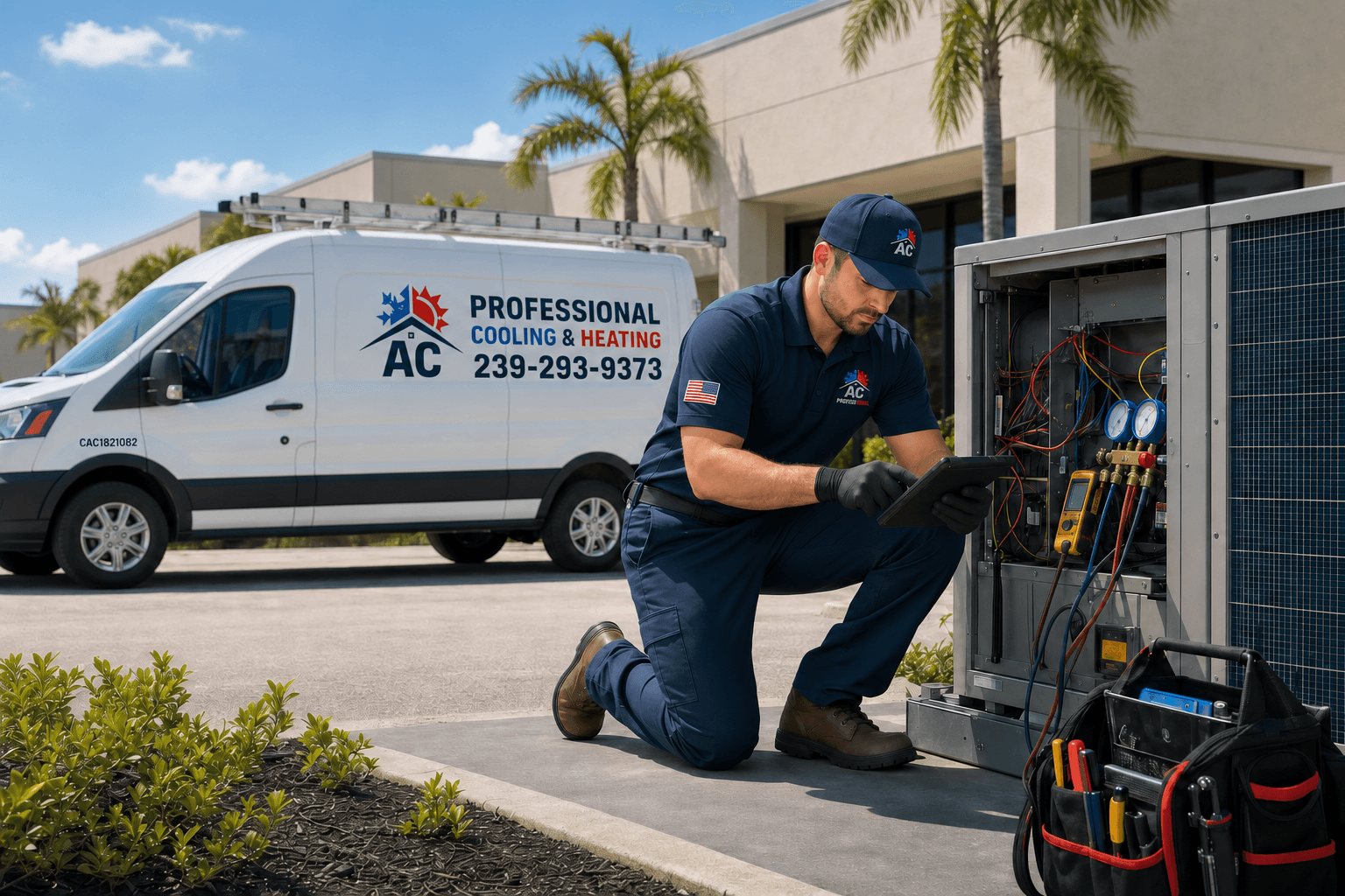 AC Professional commercial HVAC technician in Southwest Florida