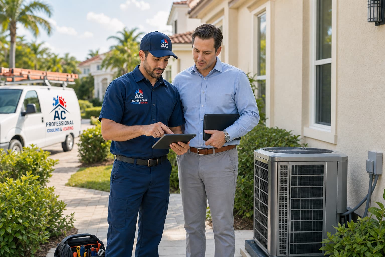 AC Professional service van for property management HVAC support
