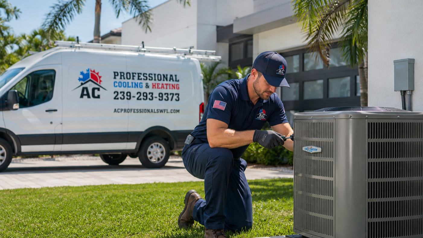 AC Professional technician working on an AC system